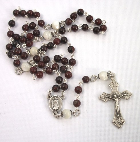 Natural Stone Brecciated Jasper 4mm Divine Mercy and Guadalupe Rosary ...